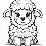 Sitting baby lamb coloring page