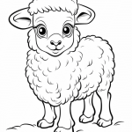 Cute lamb with big eyes coloring page