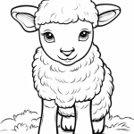 Front-facing cute lamb coloring page