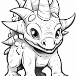 Baby triceratops with curved horns coloring page