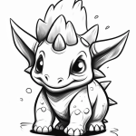 Tiny baby triceratops with spiky frill coloring page