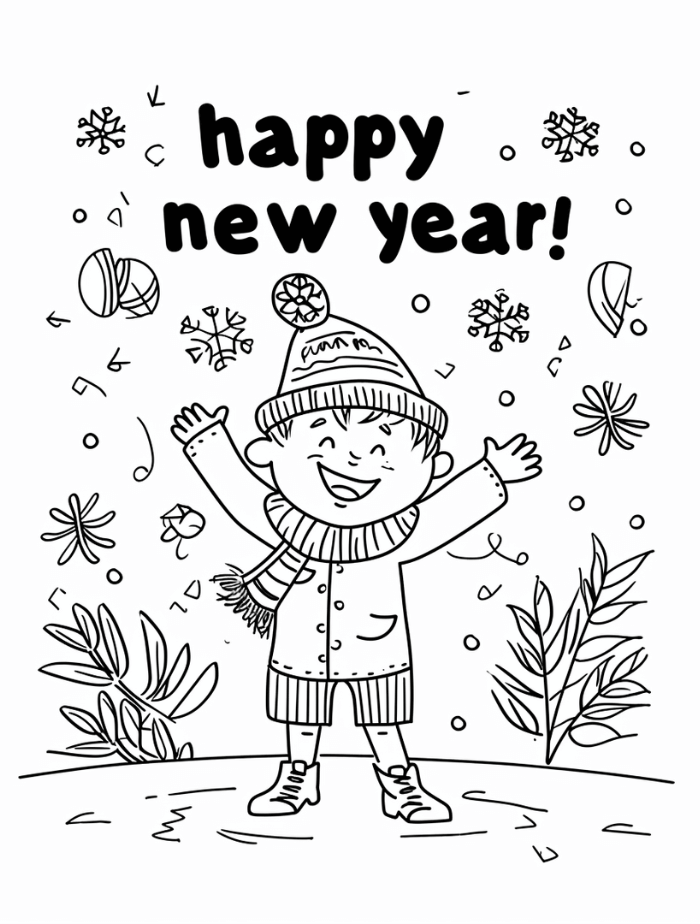 free printable happy new years coloring pages