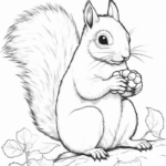 Squirrel holding acorns coloring page