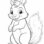 Cute cartoon squirrel coloring page