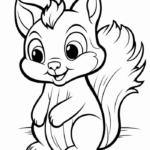 Sweet cartoon squirrel sitting coloring page