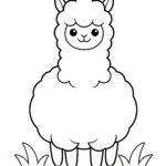 Cute baby alpaca coloring page for toddlers