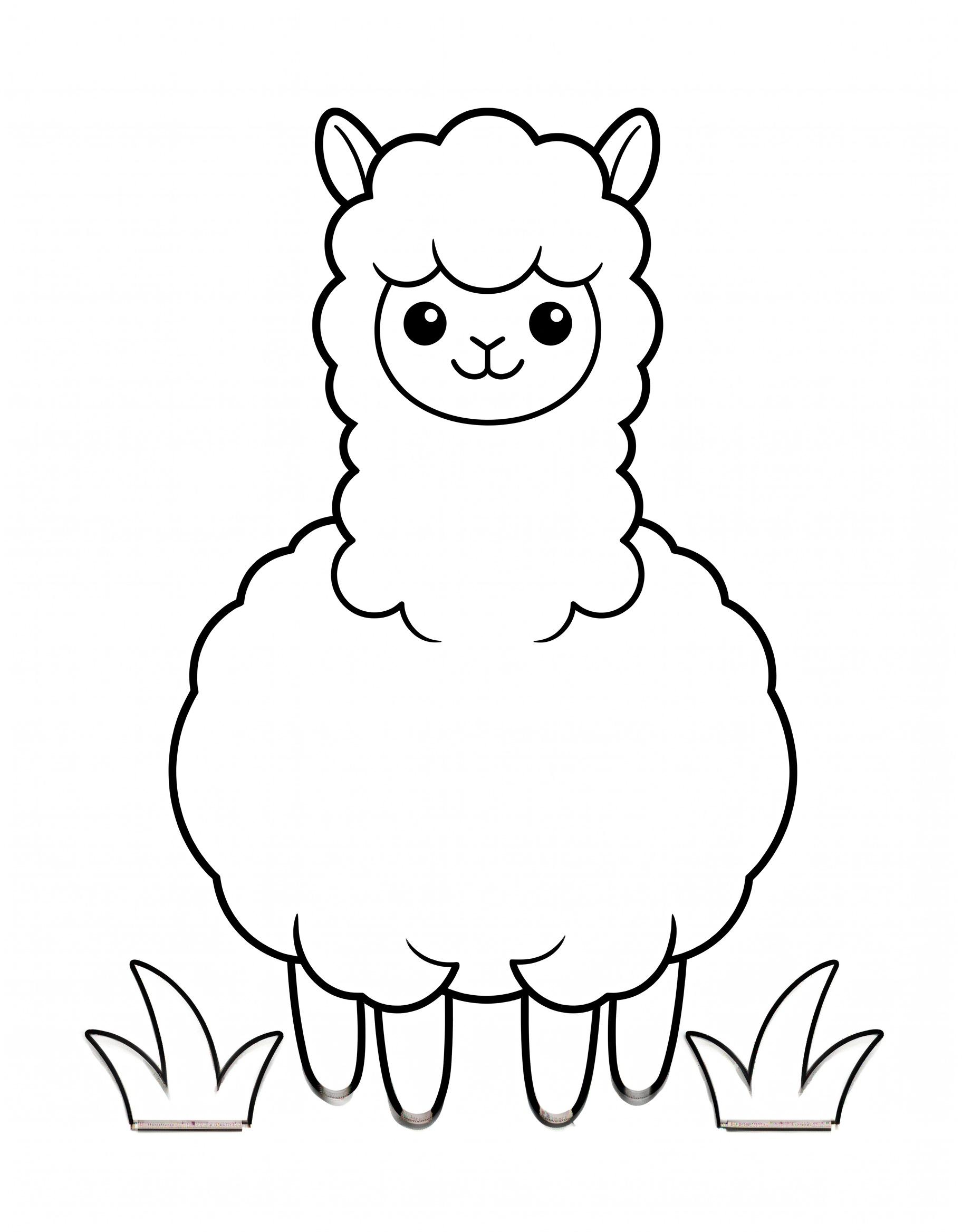 Cute baby alpaca coloring page for toddlers