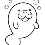 Cute baby manatee face coloring page