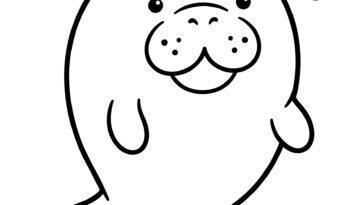 Cute baby manatee face coloring page