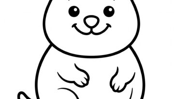 Smiling quokka face coloring page