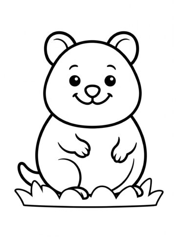 Smiling quokka face coloring page