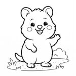 Waving quokka coloring page