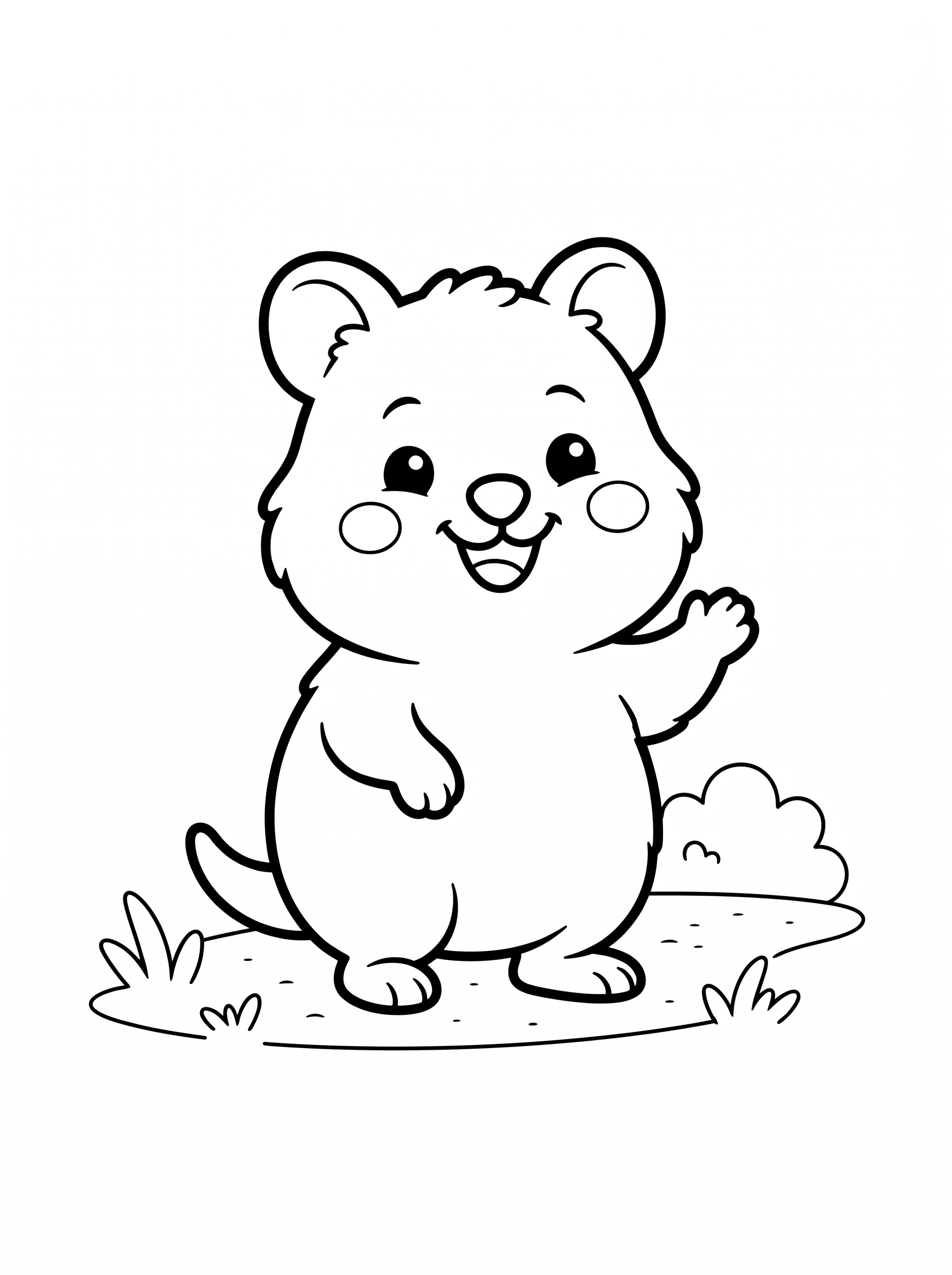 Waving quokka coloring page