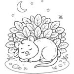 Sleeping quokka at night coloring page