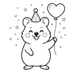 Quokka birthday party coloring page