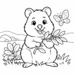 Quokka eating leaves coloring page