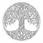 Tree of life with owls and birds coloring page