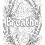 Breathe affirmation coloring page with lavender and eucalyptus